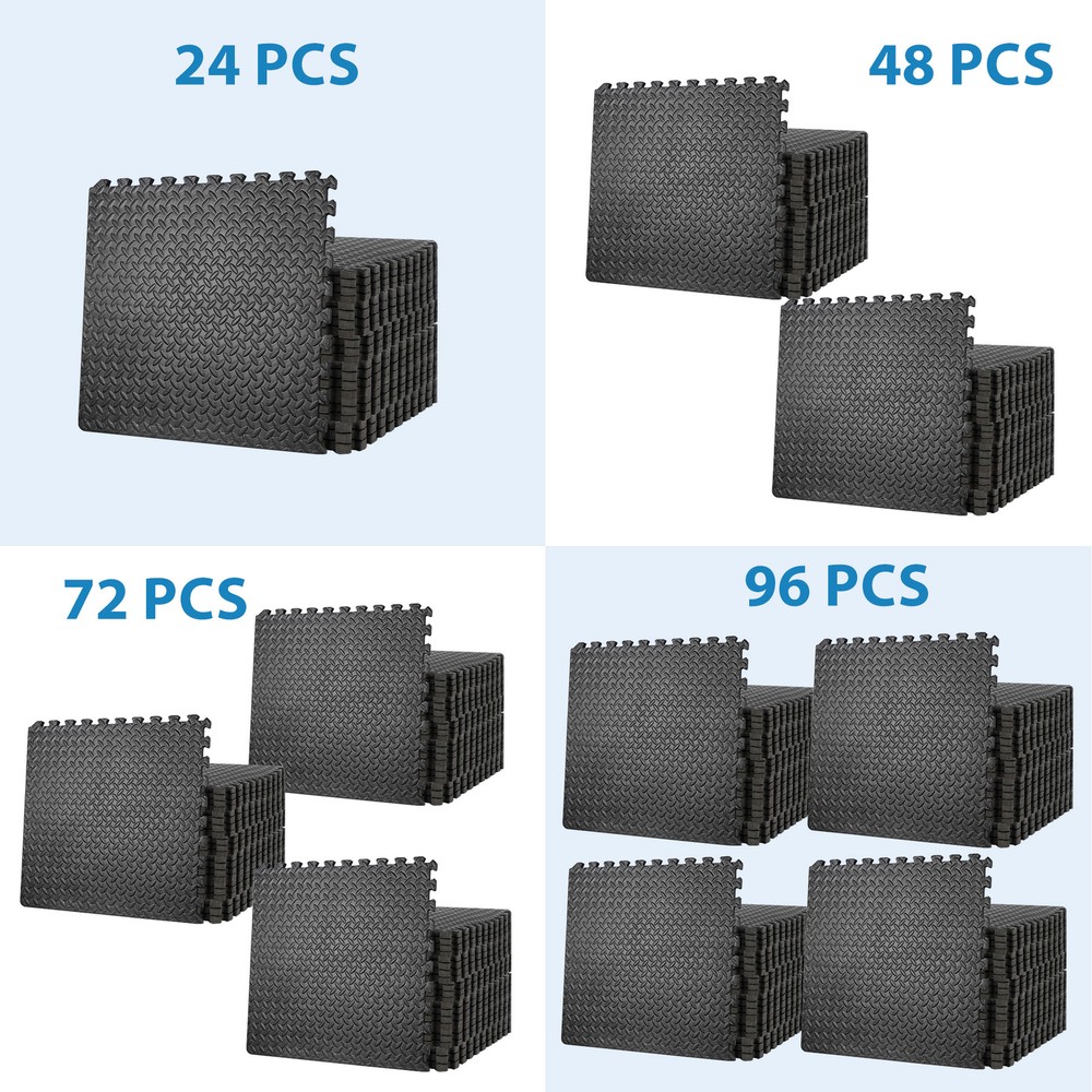 24/48/72/96 Puzzle Exercise Mat Interlocking Tiles for Exercise Gym 3/4'' Thick
