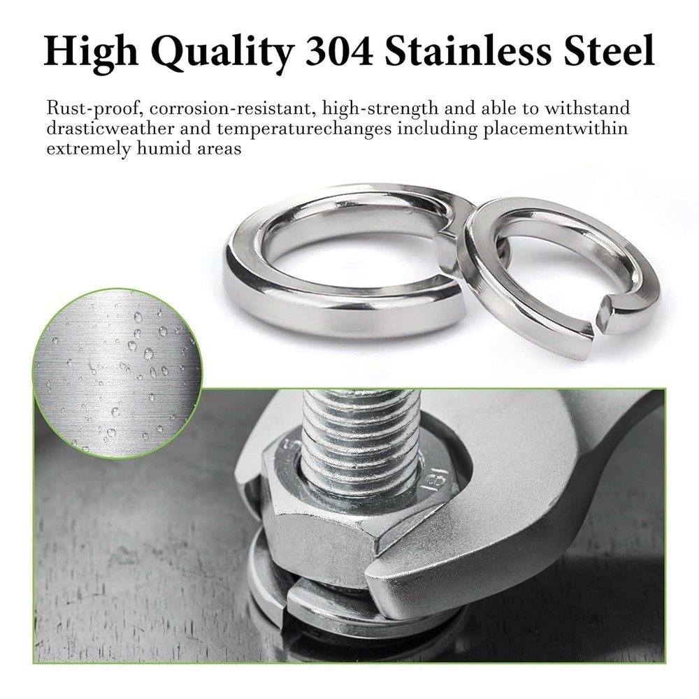 Vifmy SAE Spring Lock Washers Assortment Kit(910 Pack), SAE, Silver