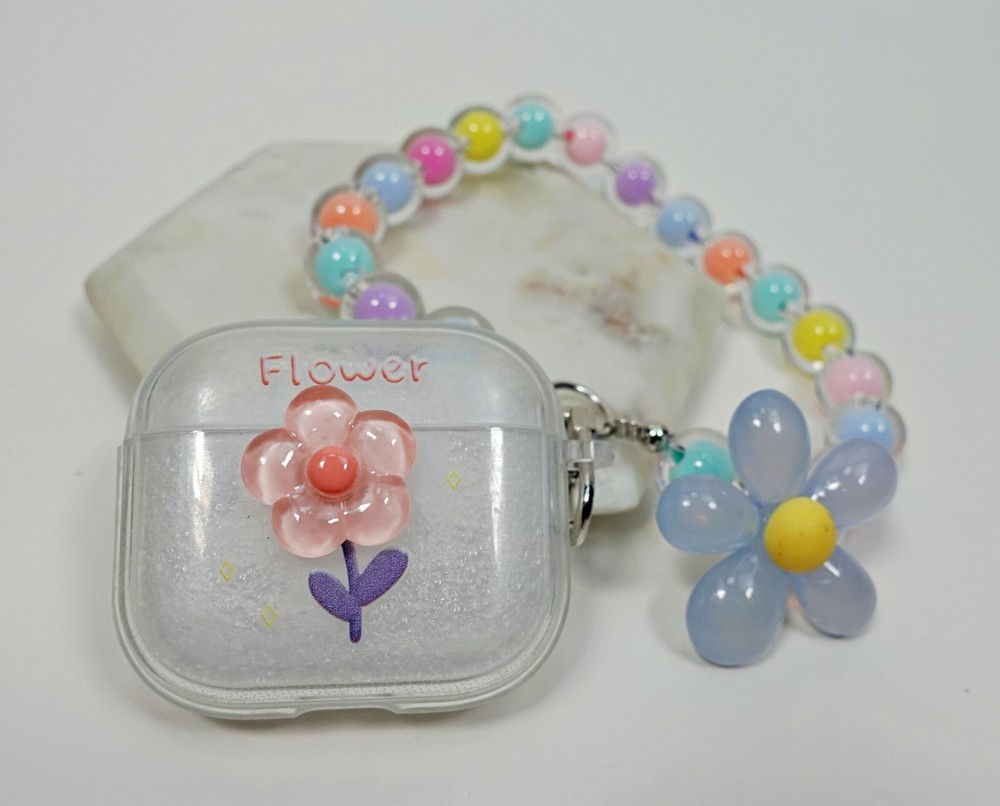 AirPods 3rd Generation Case Cover AirPod Protector Case Flower Bead Charm Strap