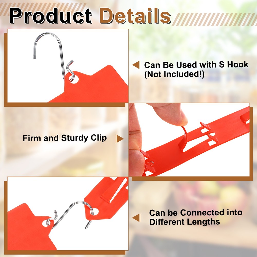 12Pcs Hanging Merchandise Strips, 24.61" Display Rack Stand, Red