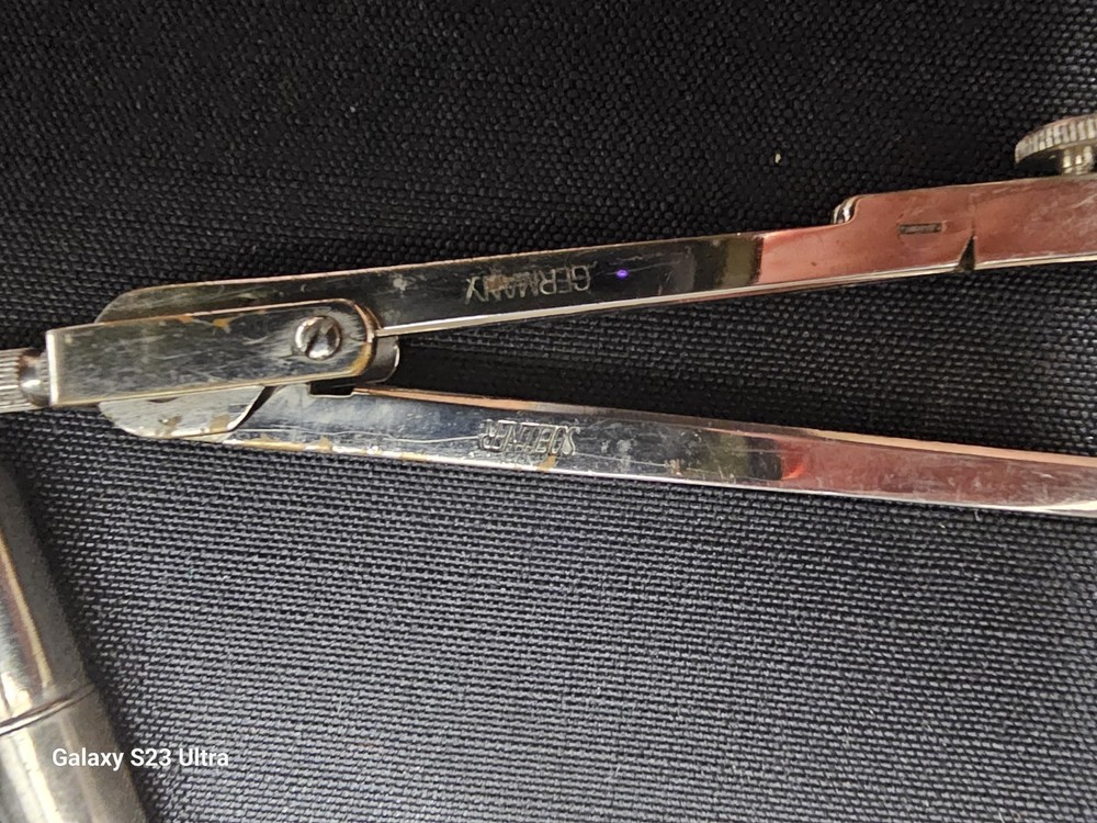 Vintage German Drawing Drafting Compass Set + Wood Case