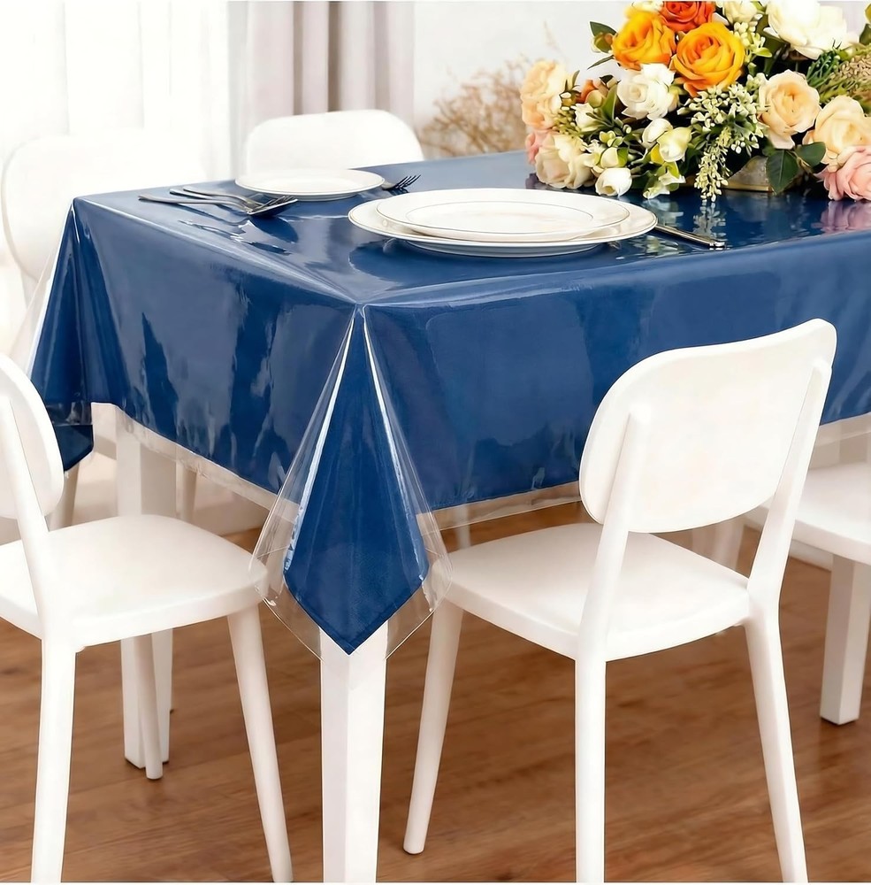 Clear Plastic Tablecloth Protector 55"x70" Waterproof Vinyl Table Cover Dining