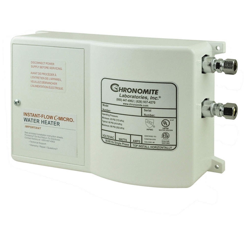 Chronomite CM-30L/277 110F Electric Tankless Water Heater, Undersink, Single