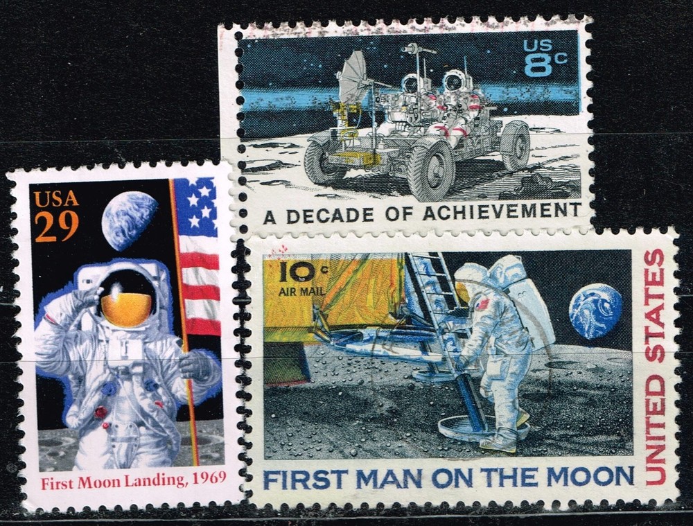 US Space Apollo Man on Moon program stamps 1969 A-17