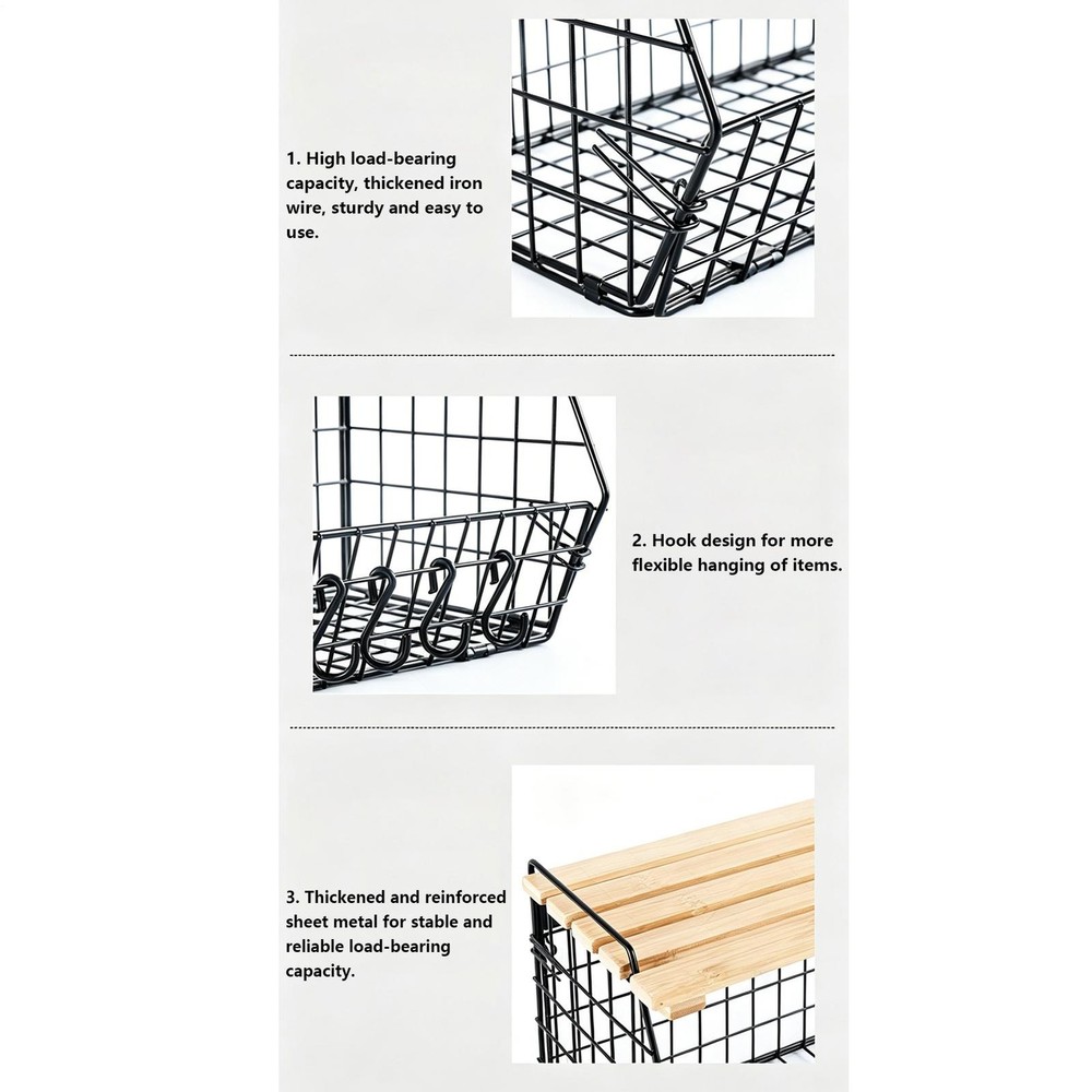 Stackable Wire Basket with Openable Top, Kitchen Counter Basket