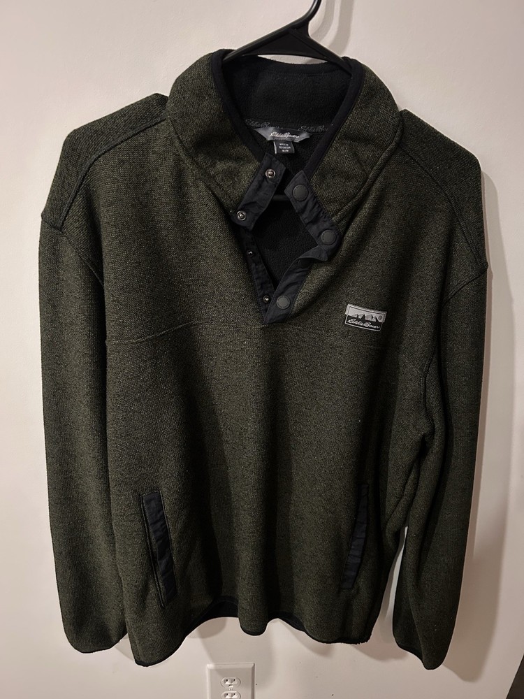 Eddie Bauer Men's Green Pullover Sweater Collared Long Sleeve M