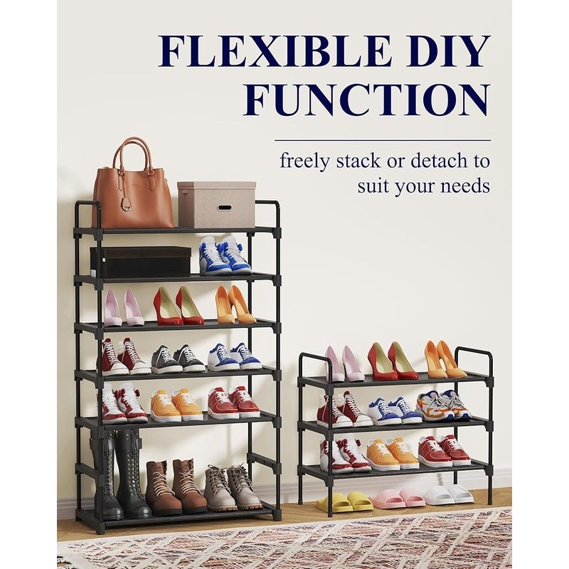 3 Tier Shoe Rack Stackable Organizer Durable Space Saving Entryway Storage New