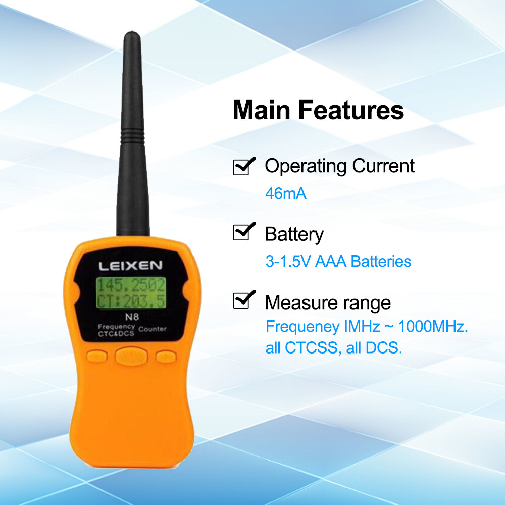 LEIXEN N8 Handheld Frequency Meter Counter LCD Display CTCSS/DCS For 2-Way Radio