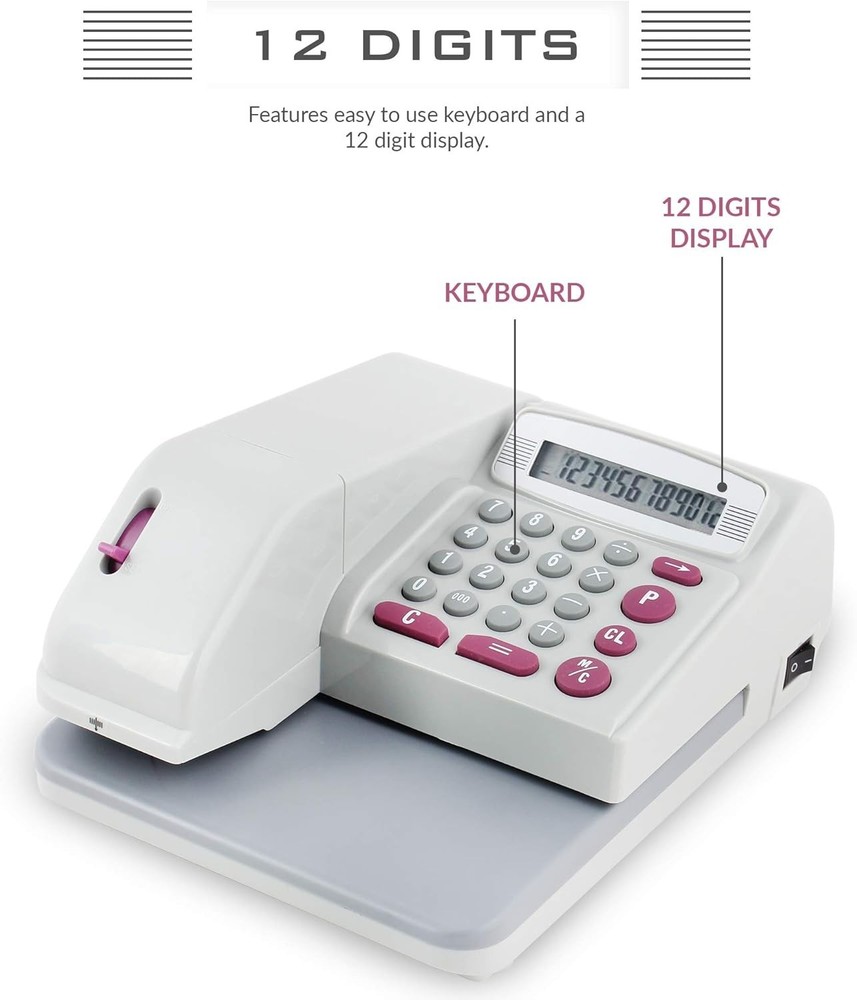 Electronic Check Writer with 12-Digit Display – Secure Printing for All Curre...