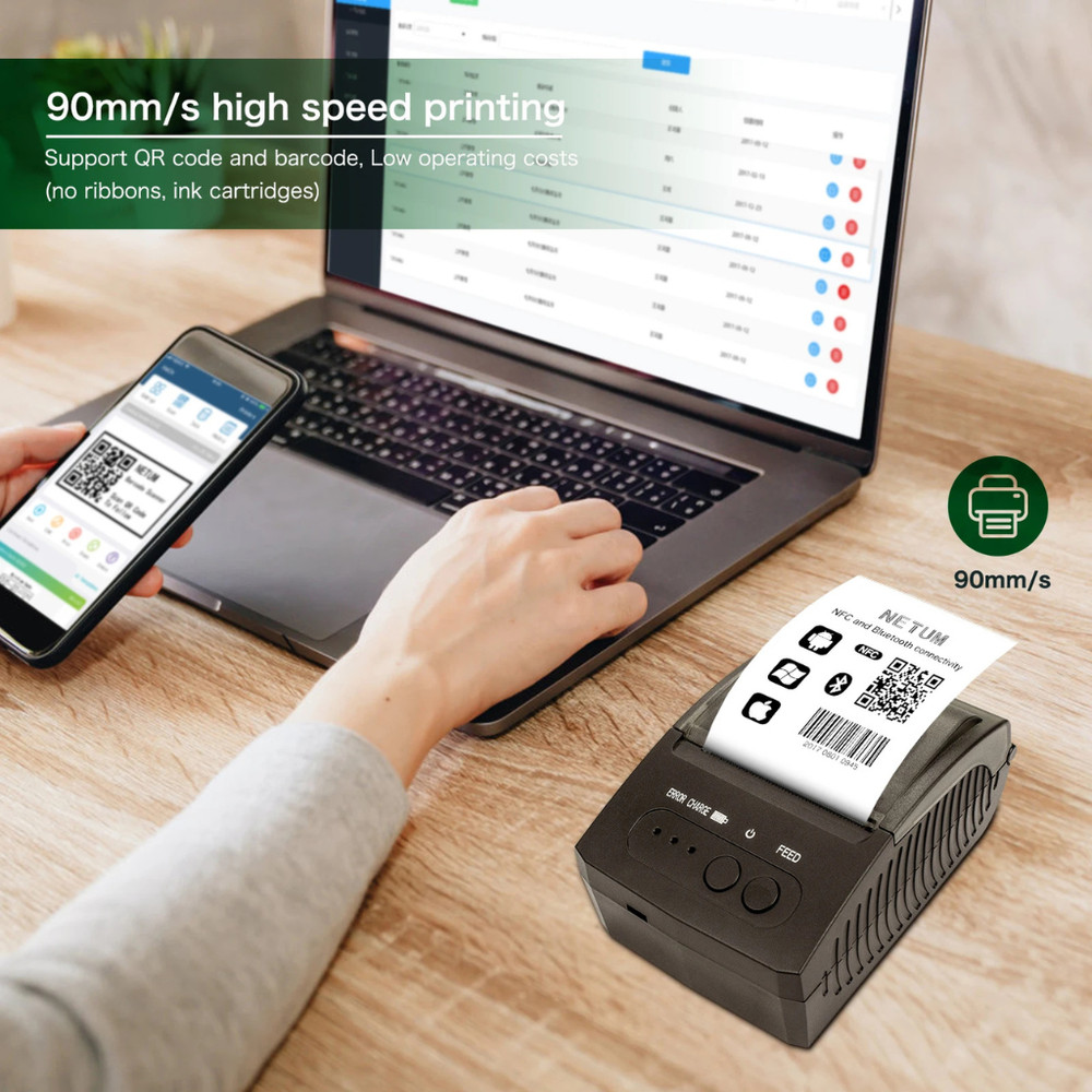 NETUM 1809 Mini Portable 58mm Bluetooth Thermal Receipt Printer Support Android