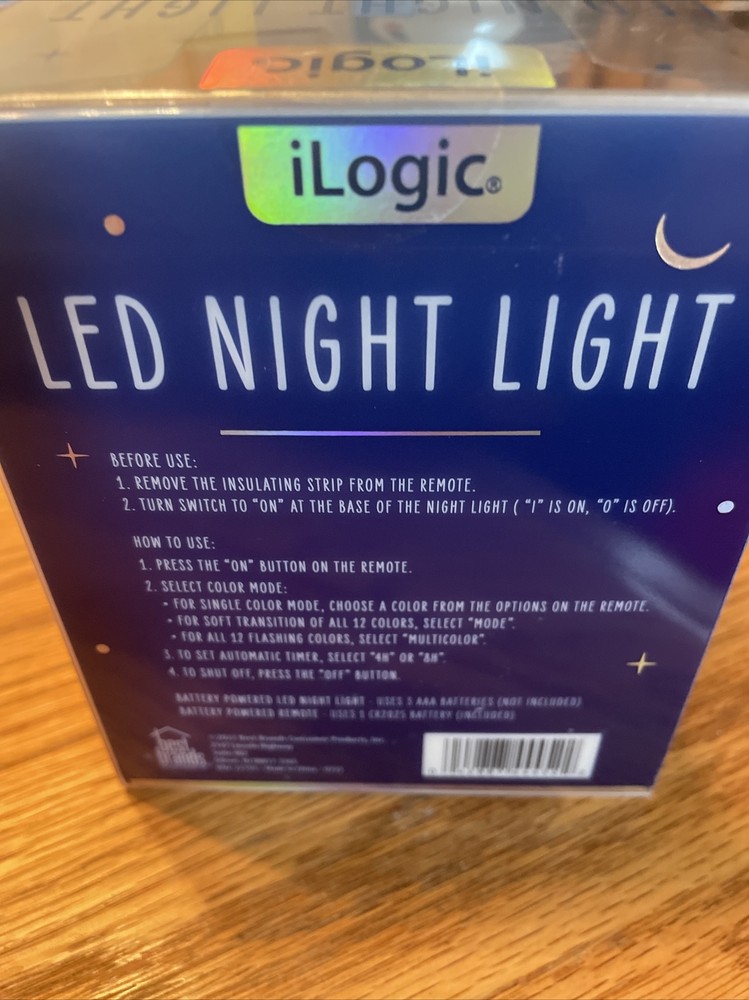 iLogic Led Night Light with 3 Light Modes and 12 changing colors+Remote Control!