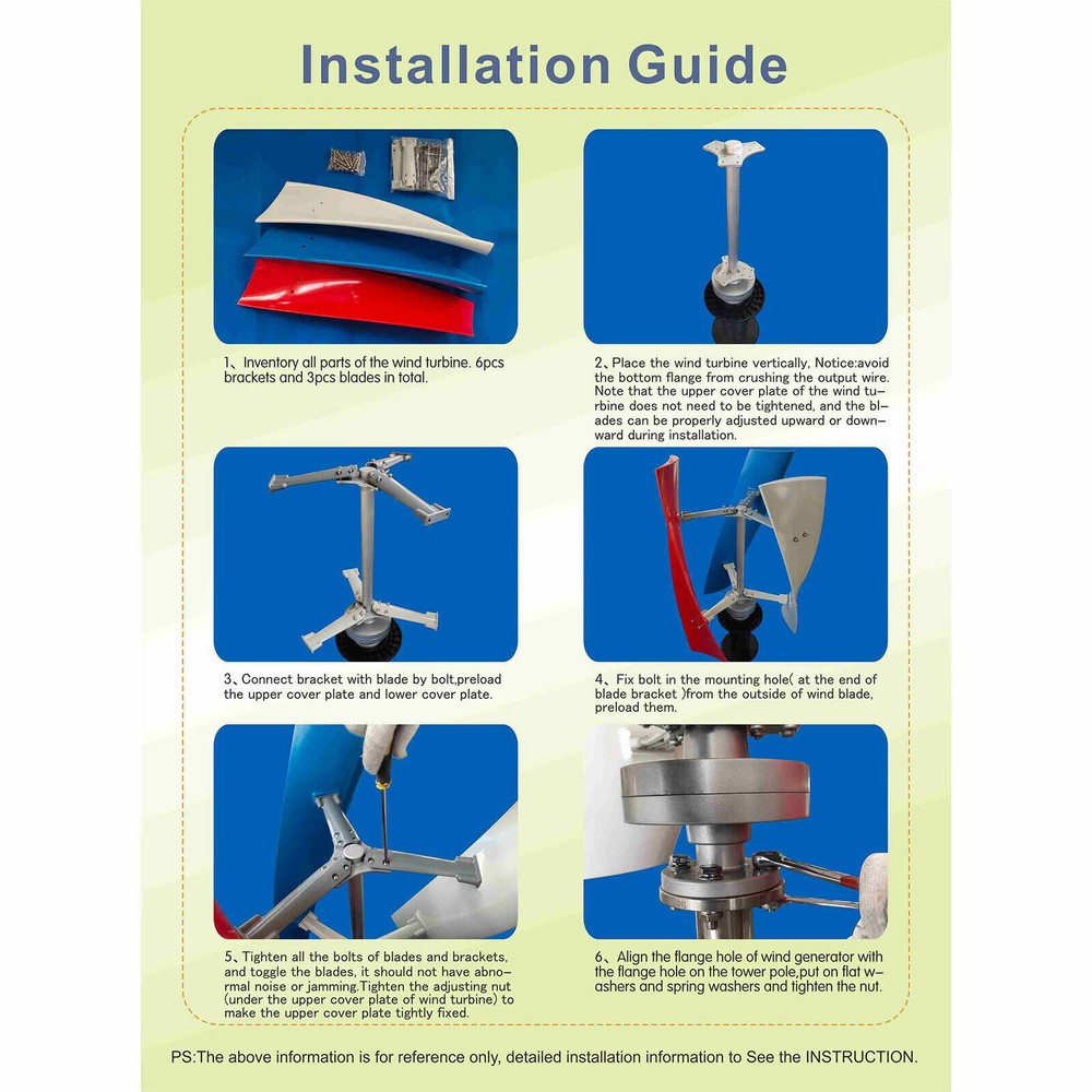400W 24V Wind Turbines Kit Vertical Axis Wind Power Generator & Controller Home
