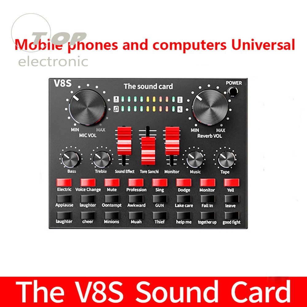 V8S Bluetooth4.2 Audio Broadcast Headset Microphone Webcast Live Sound Card