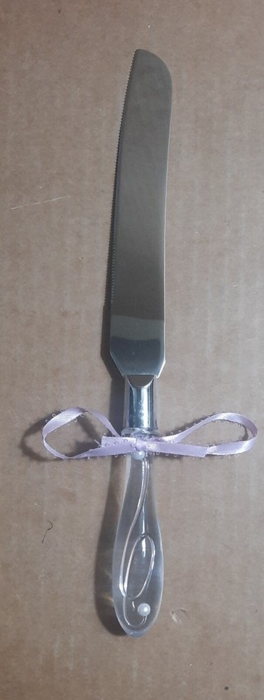 Wilton Cake Knife and Server Set Clear Handle with Ribbons