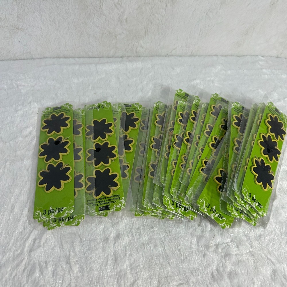 Studio 18 Chalkboard Tags 3-Pack Black & Lime Flower Shape New Sealed