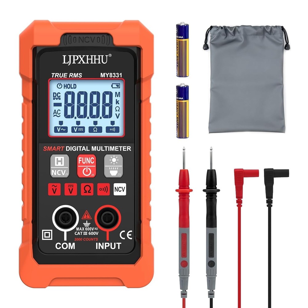 Compact 4000 Counts Digital Multimeter with Auto-Range & Bright LED Backlight