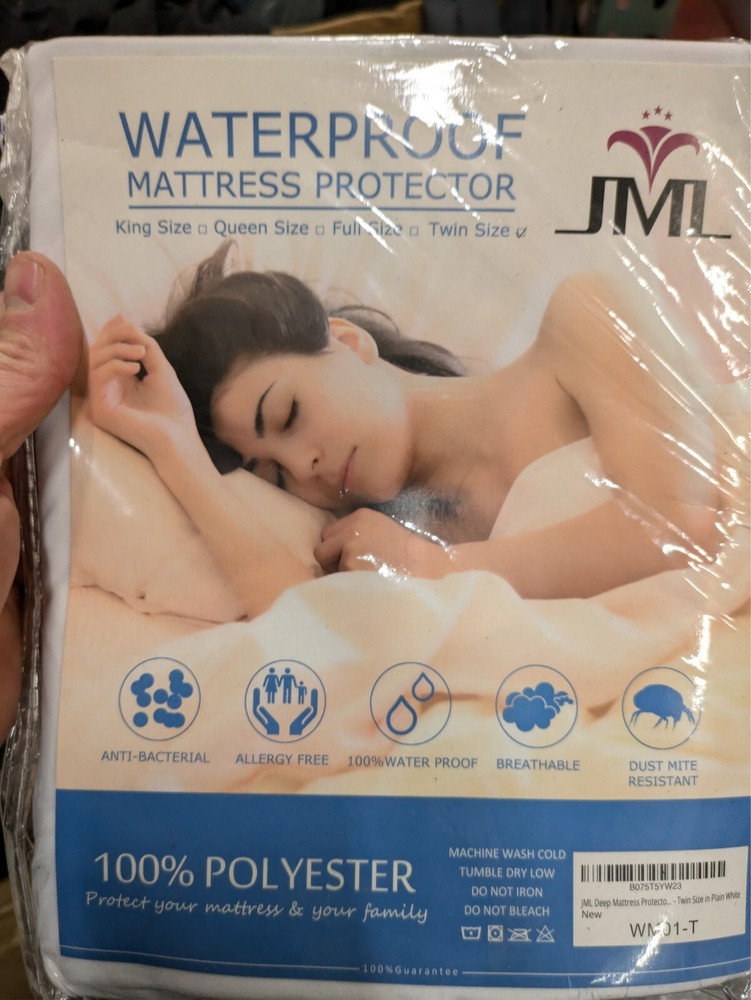 JML Waterproof Mattress Protector TWIN Size White