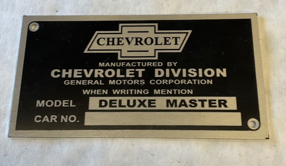1935-1940 Chevy Deluxe Master ID Plate B6