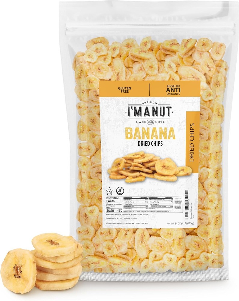 Premium Dried Banana Chips | Non-O, Batch Tested Gluten & Peanut |