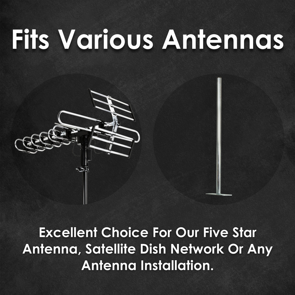 TV Antenna Mast Mount Kit Weather Proof Solid Structure Easy Roof/Wall Install