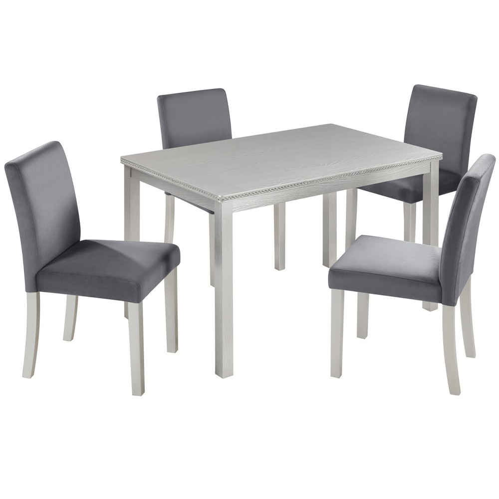 5 Piece Dining Table Set Wooden Dining Table & 4 Chairs for Kitchen Dining Room