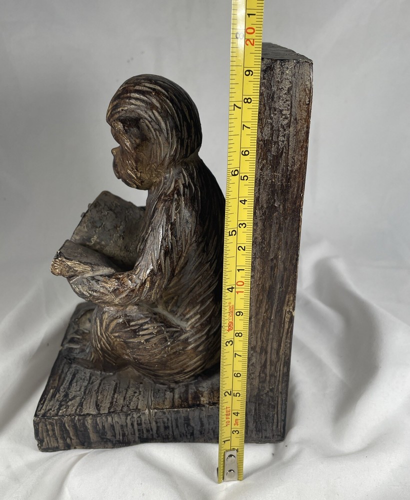 Bookend Monkey Reading A Book Resin