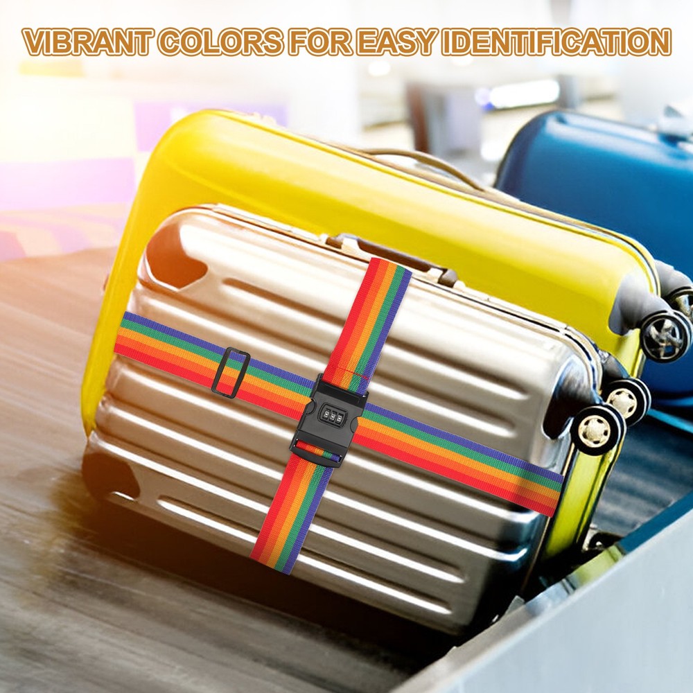 4pcs Luggage Straps with Combination Lock Adjustable Suitcase Belt, Black