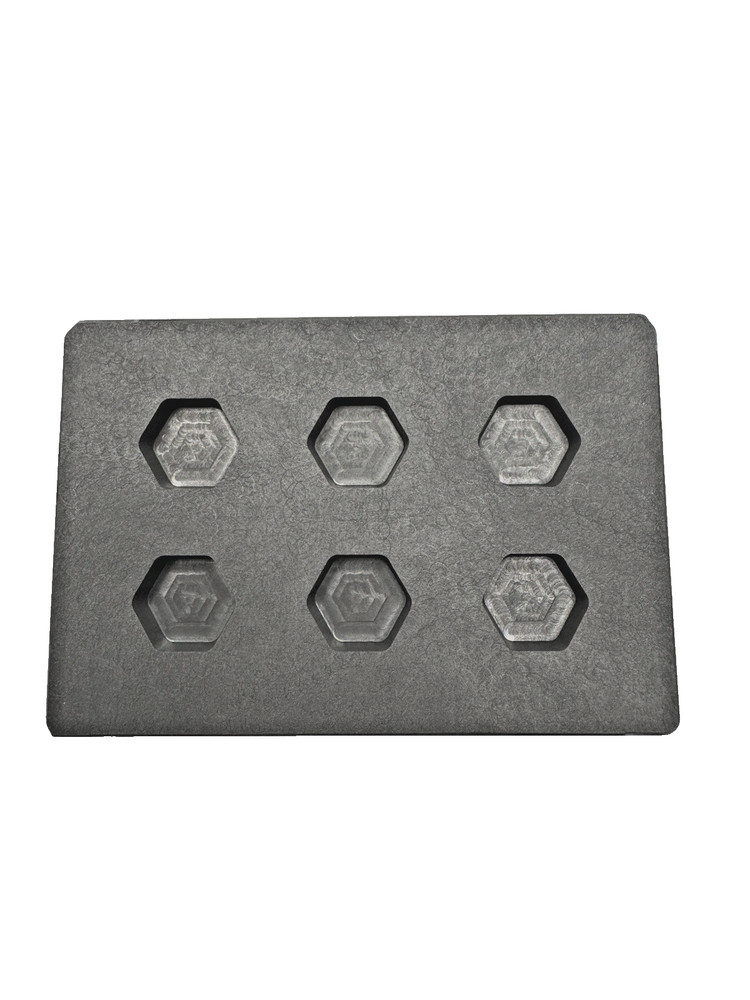 Graphite Ingot Mold For Casting (6) Cavity 1/2 oz Gold Hex