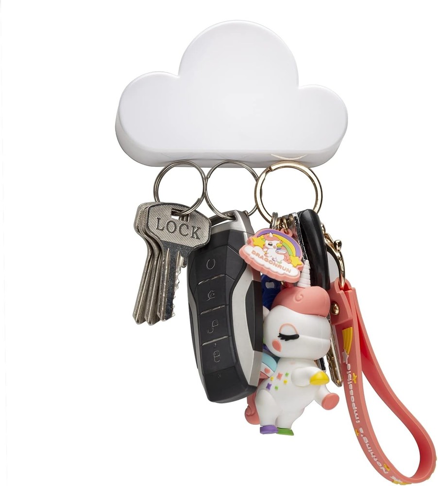 Charming White Cloud Magnetic Wall Key Holder - Stylish Key Organizer