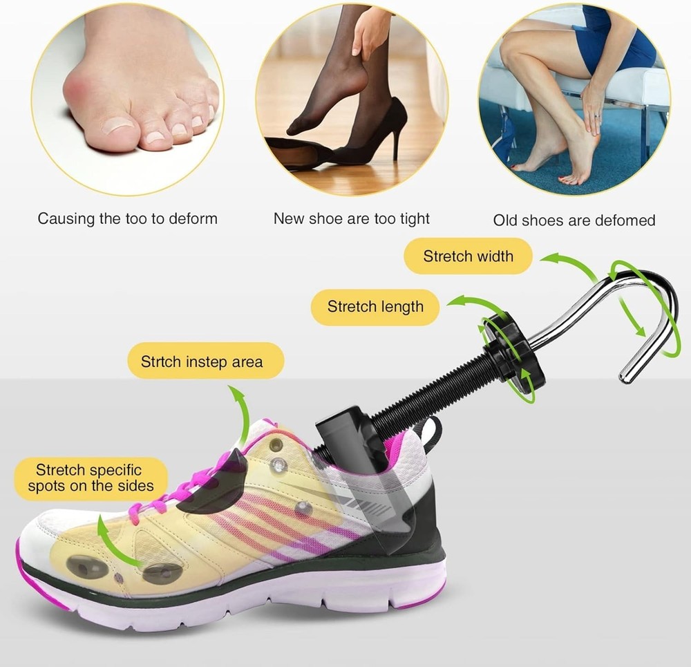 Professional Adjustable Shoe Stretcher & Tree for Optimal Comfort - Yellow Large