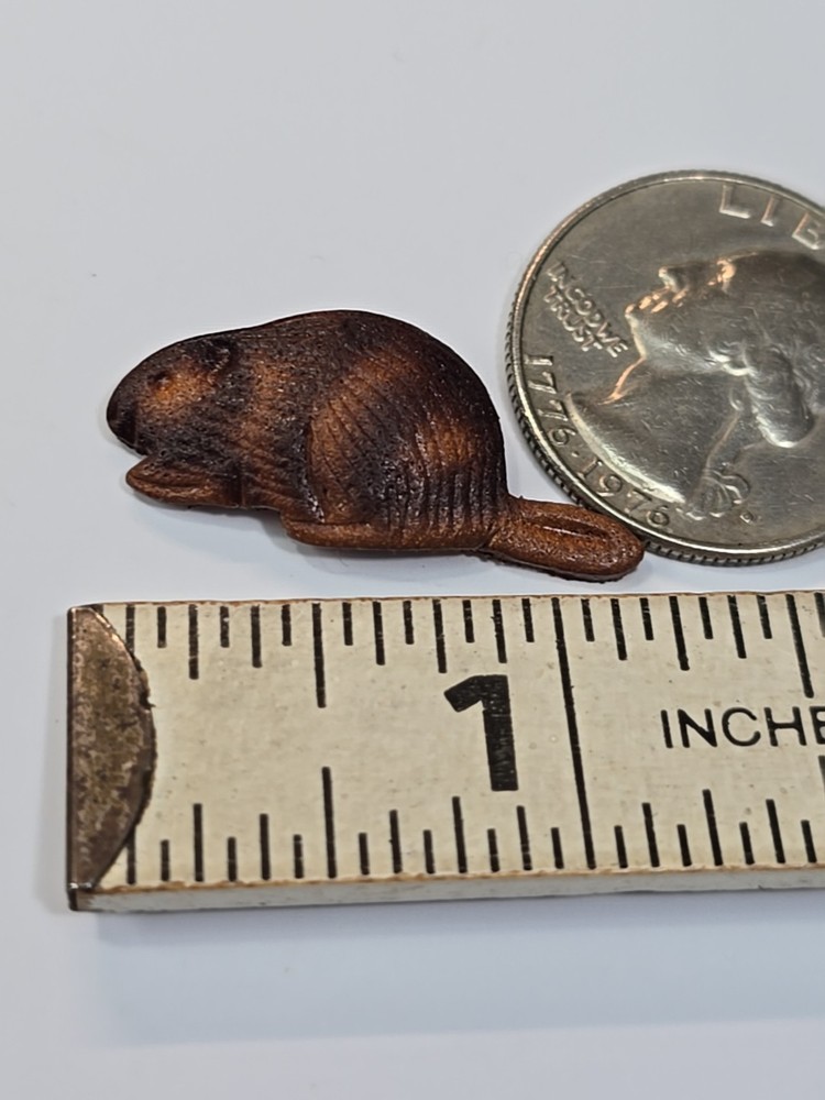 Beaver Lapel Pin Hand Tooled & Painted Leather