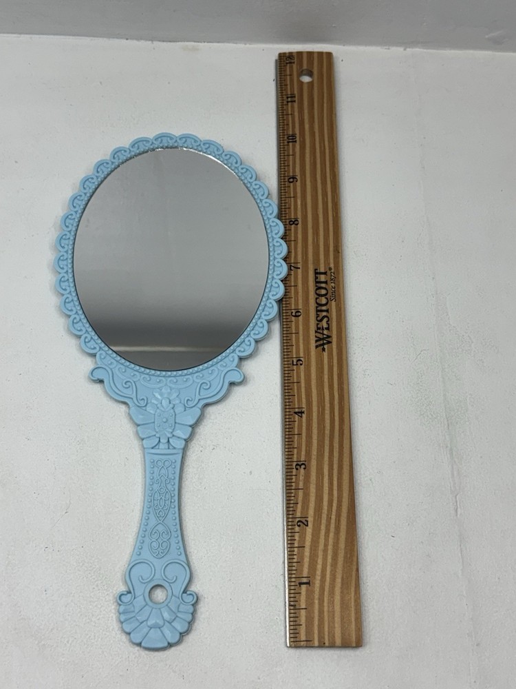 Fancy Floral Blue Handheld Mirror