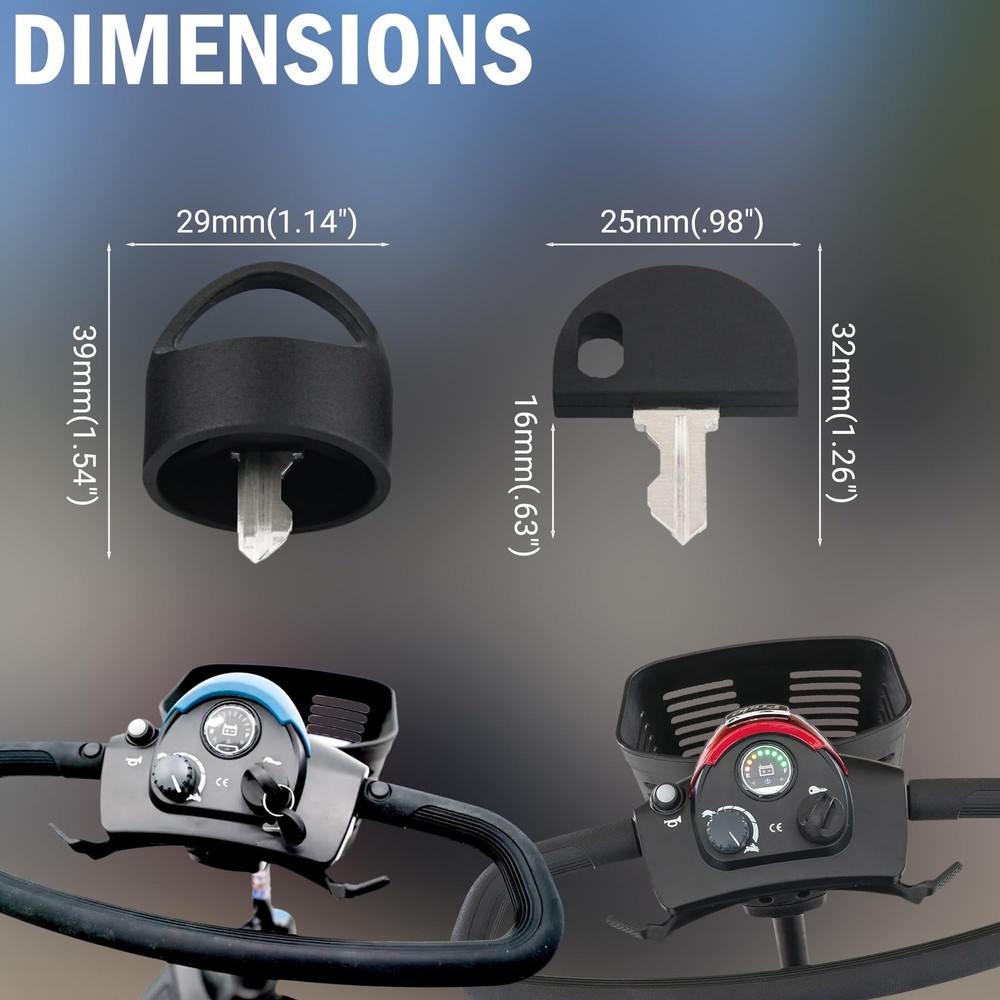 Pride Mobility Scooter Replacement Key Set Compatible with 2 Sets, Black