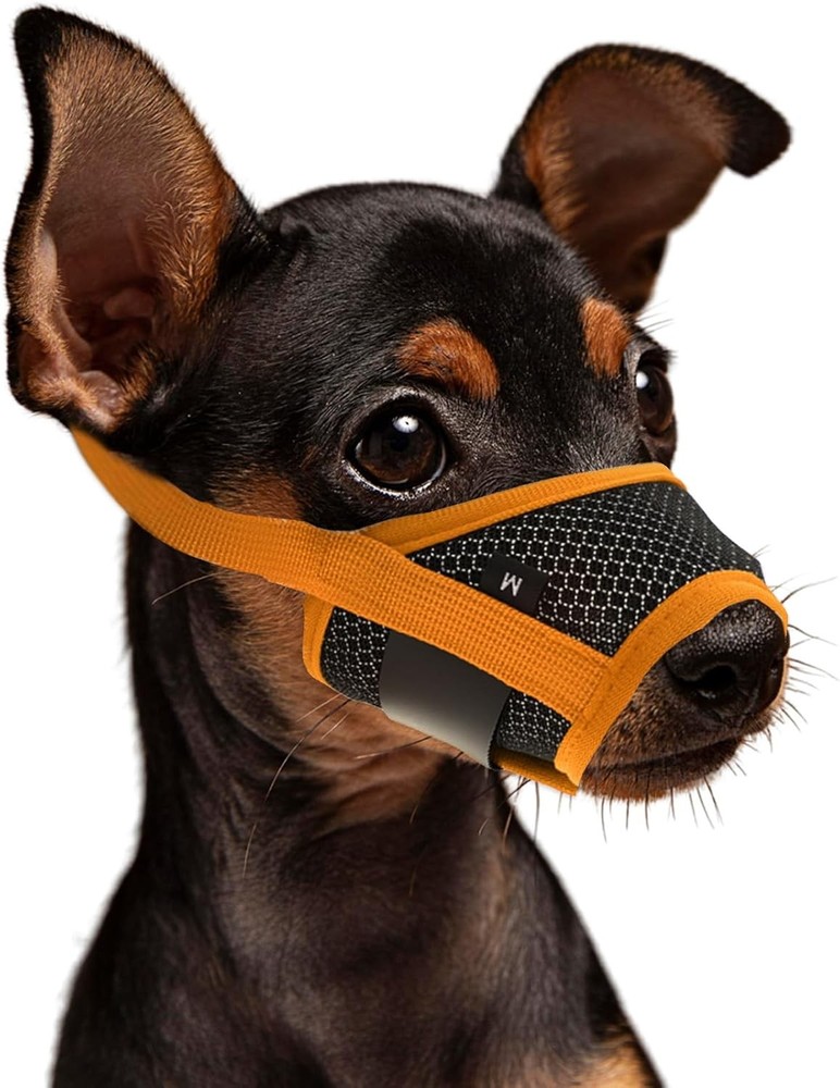 Soft Nylon Muzzle Breathable Mesh Fabric Muzzle Small Dogs Orange)