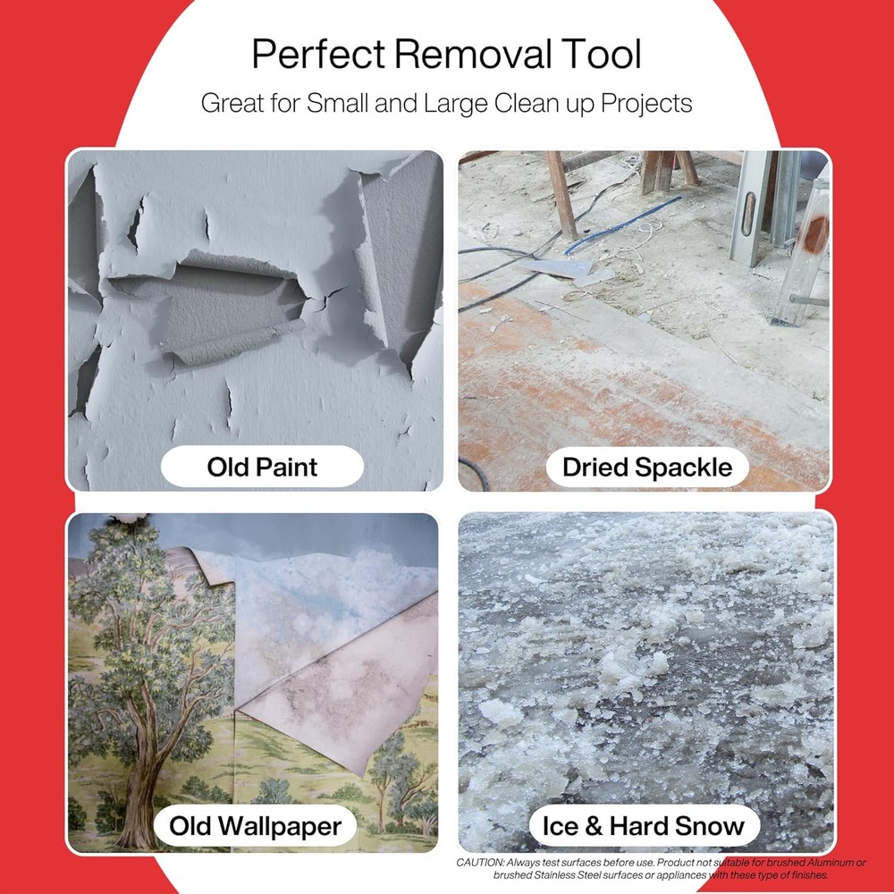 Plastic Scraper Tool, 2 Pack, Non-Scratch, 1.7 Inch Wide Blade, Long Ergonomic H