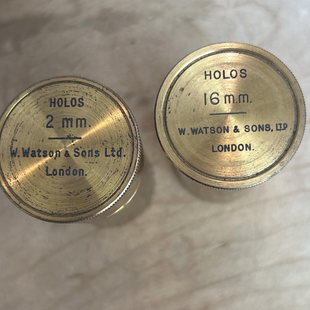 M Watson and Sons Brass Lens Holos  Canisters Empty