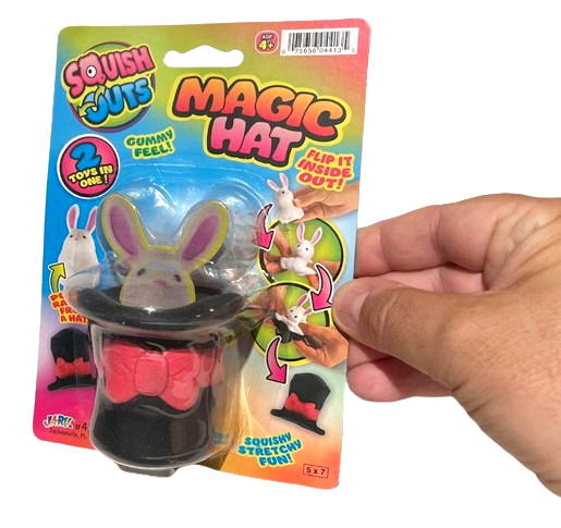SQUISHY MAGIC TOP HAT TO RABBIT Toy Pull Bunny Joke Magician Trick Fidget Gift