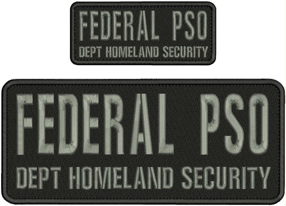 F PSO  D H SECURITY  EMB PATCH 10x4 & 5X2  hook on back blk/GRAY