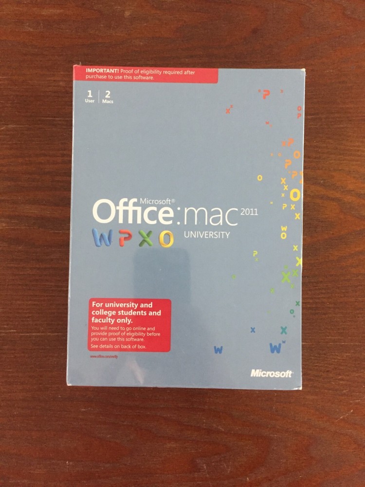 Microsoft Office University 2011 Mac Full Version Academic WPXO - New - Sealed