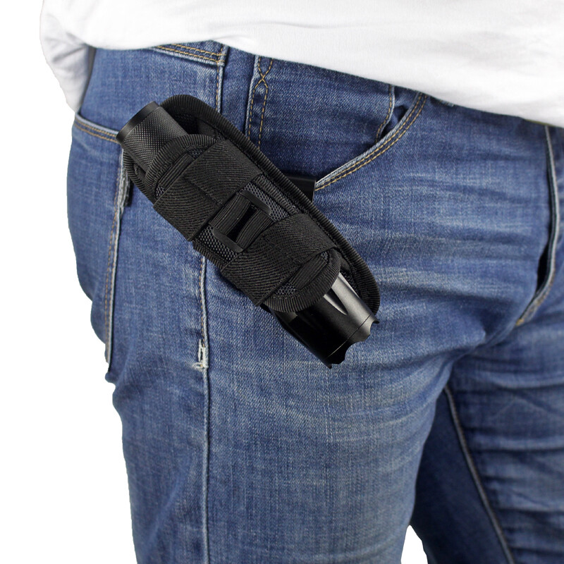 US Tactical Rotatable Heavy Duty Belt Flashlight Holster Torch Pouch Holder