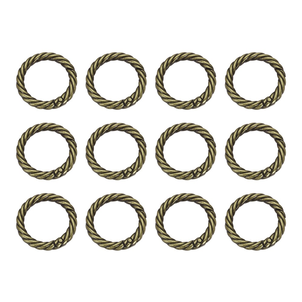 12pcs Spring O Rings 1" Round Trigger Metal Snap Hook Key Ring Bronze
