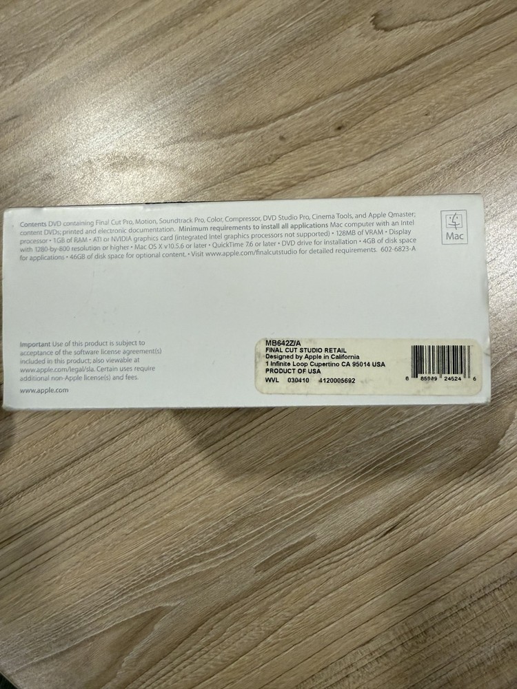 Apple Final Cut Studio HD Retail MB642Z/A Complete with Key