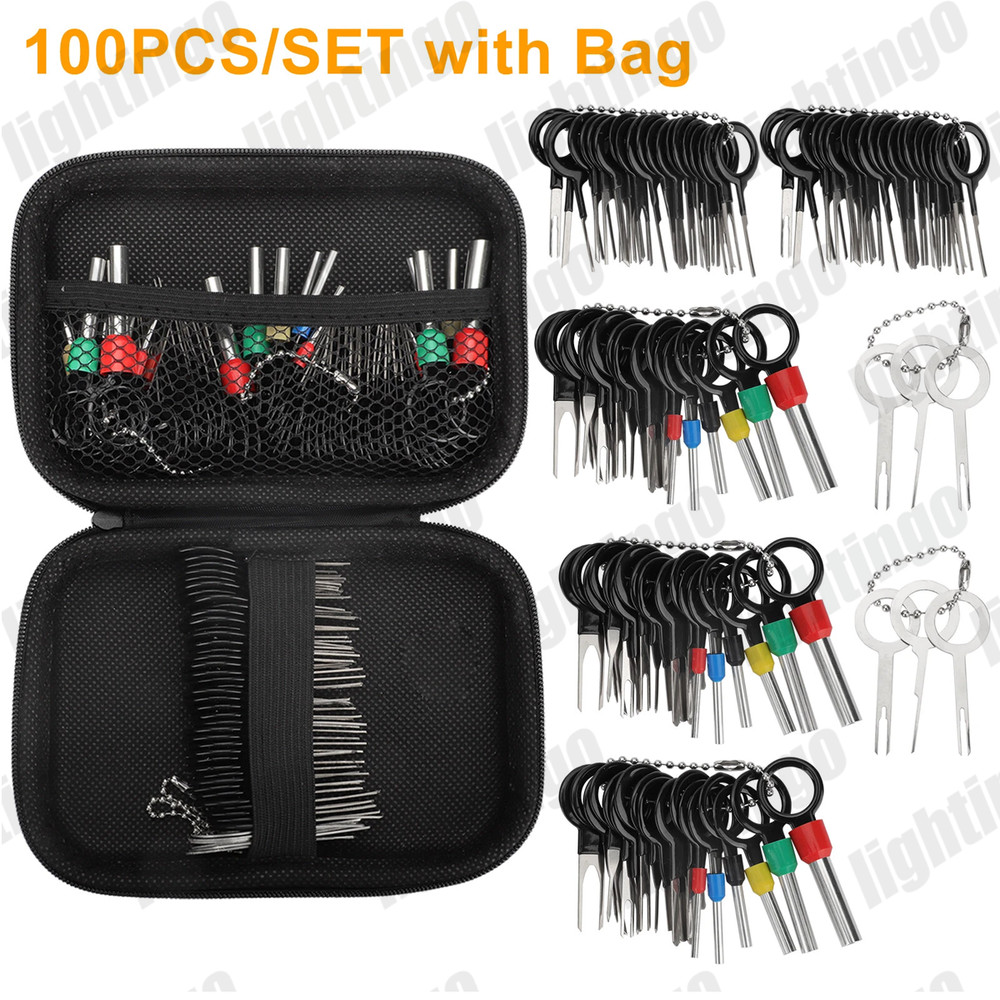 100pc  Pin Ejector Wire Kit Extractor Connector Puller Car Terminal Removal Tool