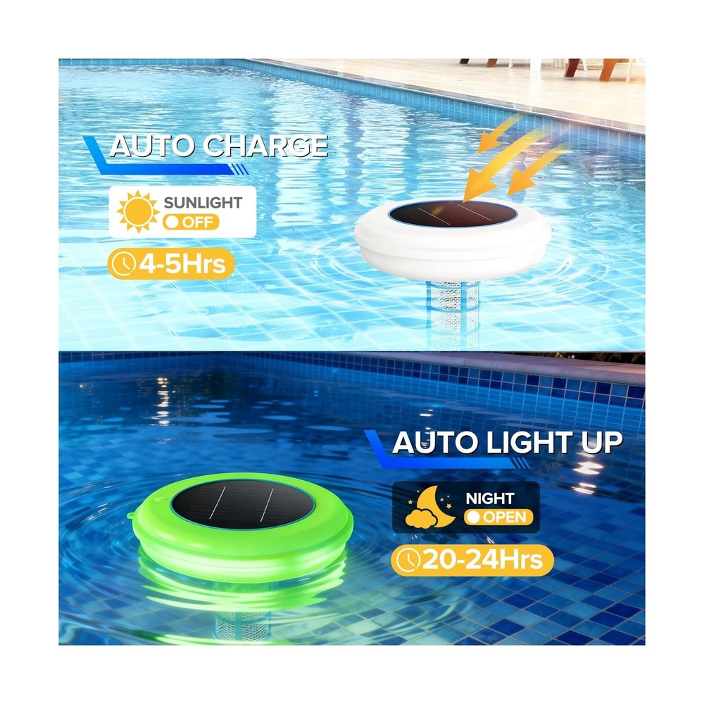 Solar Pool Ionizer, Upgraded Larger Solar Panel Copper Pool Ionizer Floater A...