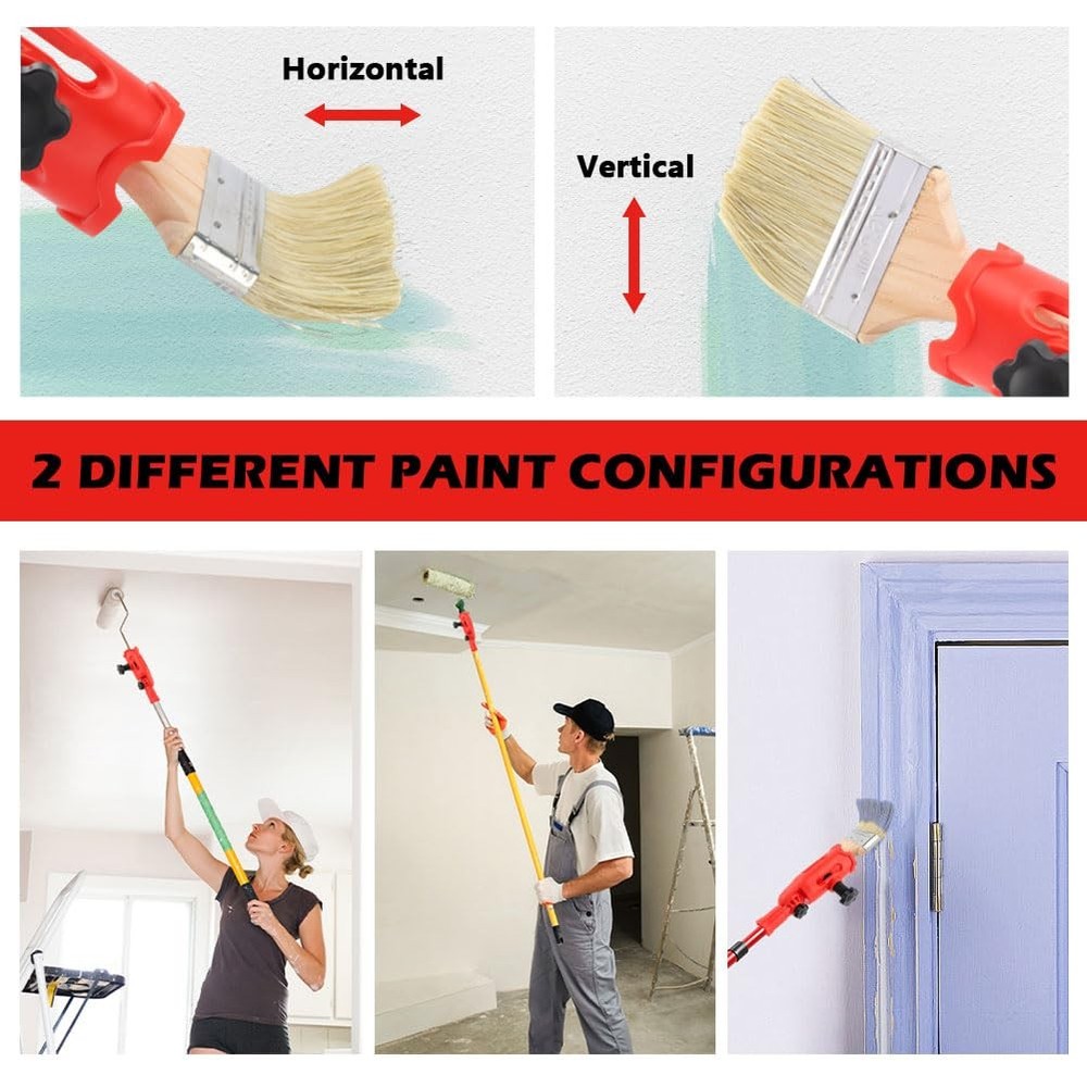Multi-Angle Paint Brush Extender,Paint Edger Tool for High Ceilings, Red
