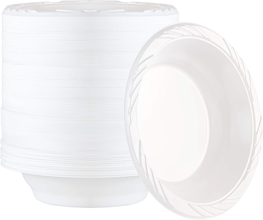 100 Count Disposable 10 Inch White Plastic Dinner Plates Extra Large