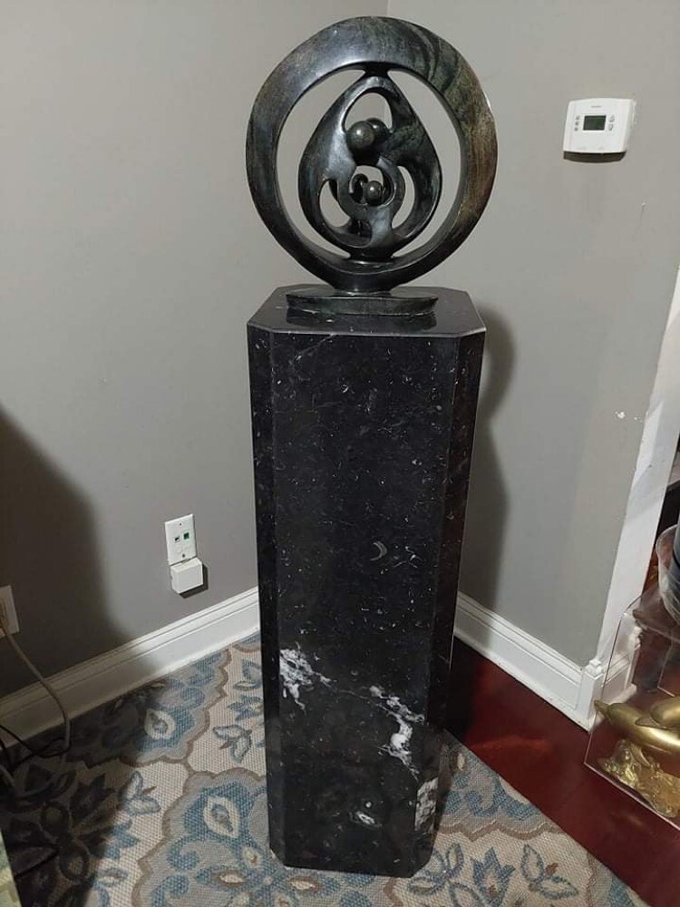 Mid Century Black Marble Pedestal.