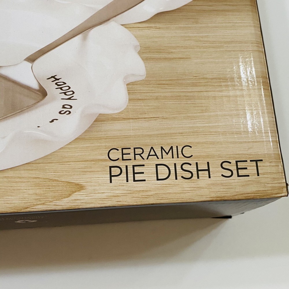 Parini Cookware White Ceramic Bakeware Pie Dish set happy as a pie dish set