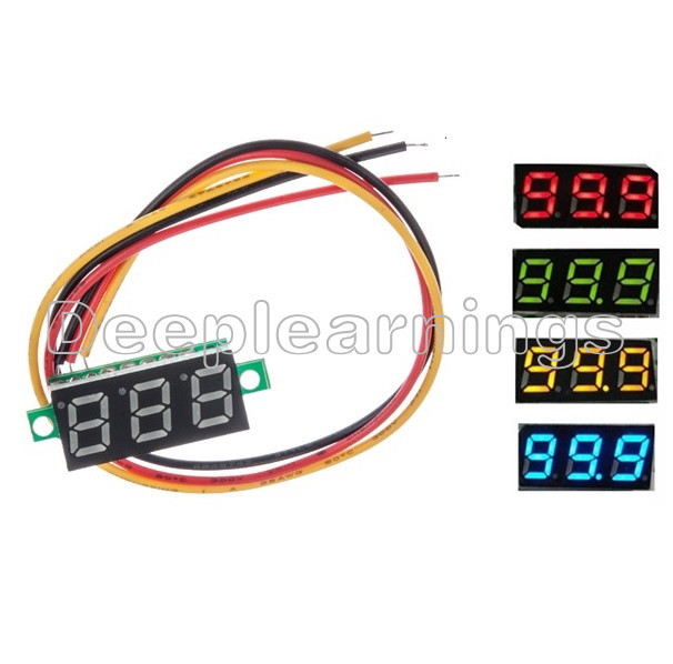 0.28" DC 0-100V / 2.5-30V 2/3-Wire Voltmeter LED Display Voltage Panel Meter