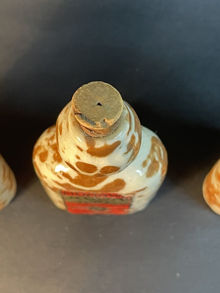 Mohawk Rock & Rye Stoneware Bottles, orig label On One -empty - Crazing